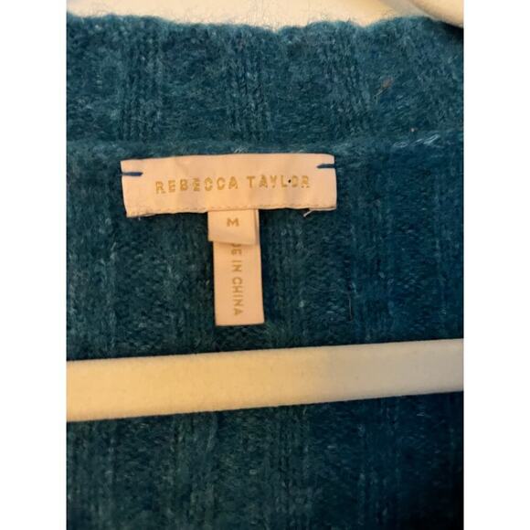 Rebecca Taylor Teal Lofty Alpaca Puff Sleeve Sweater Sz M - Picture 5 of 7